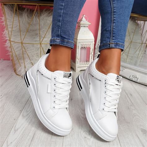womens ladies lace  wedge trainers ankle sneakers boot party women shoes size ebay