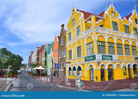 colorful waterfront houses  willemstad curacao unesco center editorial stock image image