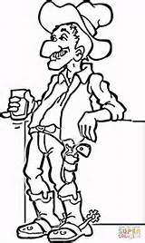 Coloring Vaquero Cerveza Cowboys Vaqueros sketch template