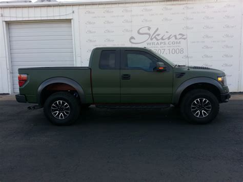 matte army green ford raptor skinzwraps