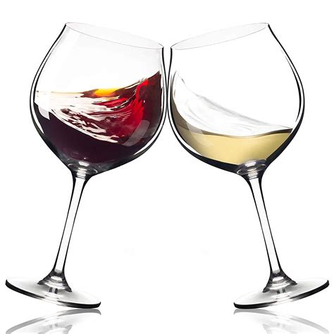 Extra Large Red Wine Glasses Set Of 2 Wide Rim 25 Oz Glass