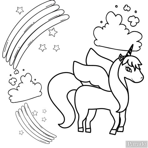 printable unicorn coloring pages parade