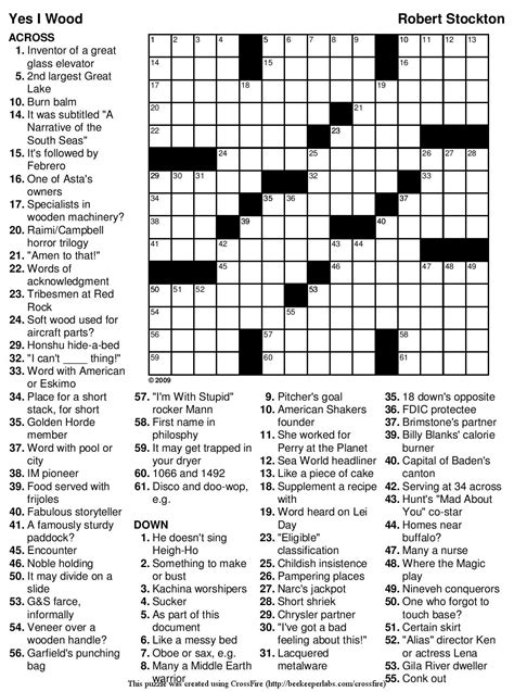 printable crossword puzzles  seniors printable crossword