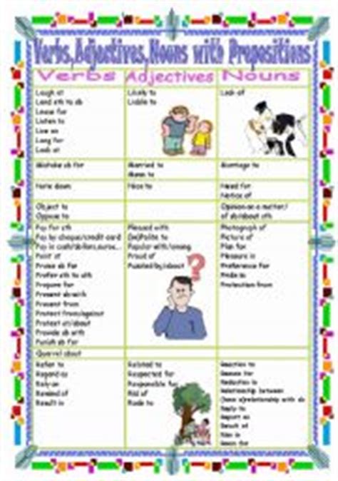 adjectives  prepositions worksheets