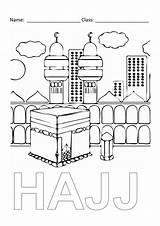 Hajj Colouring Sheet Coloring Pages Mecca Template Kaba Sketch Activity sketch template