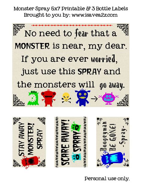 monster   spray  printable monster spray monster