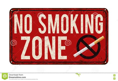 No Smoking Zone Vintage Metal Sign Stock Vector