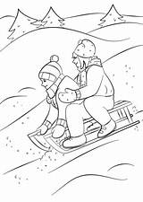 Coloring Winter Sledding Pages Printable Template Toboggan Categories sketch template