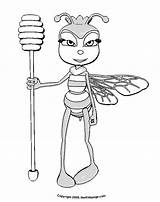 Coloring Honey Pages Bee Bees Library Clipart Queen Printable Cartoon Popular sketch template