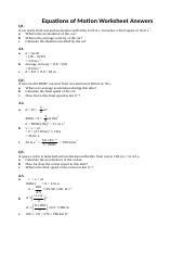 equations  motion worksheet  answers hwdoc equations