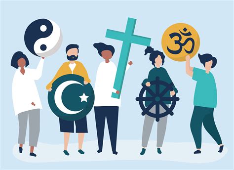 people holding diverse religious symbols illustration