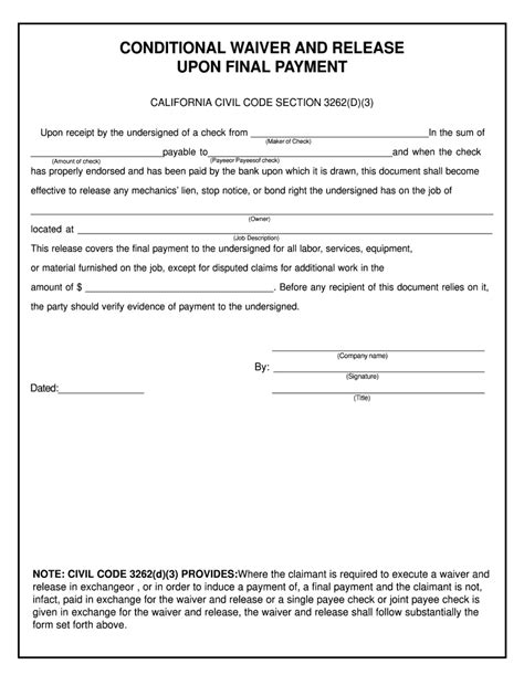 conditional lien waiver form fill   sign printable  template