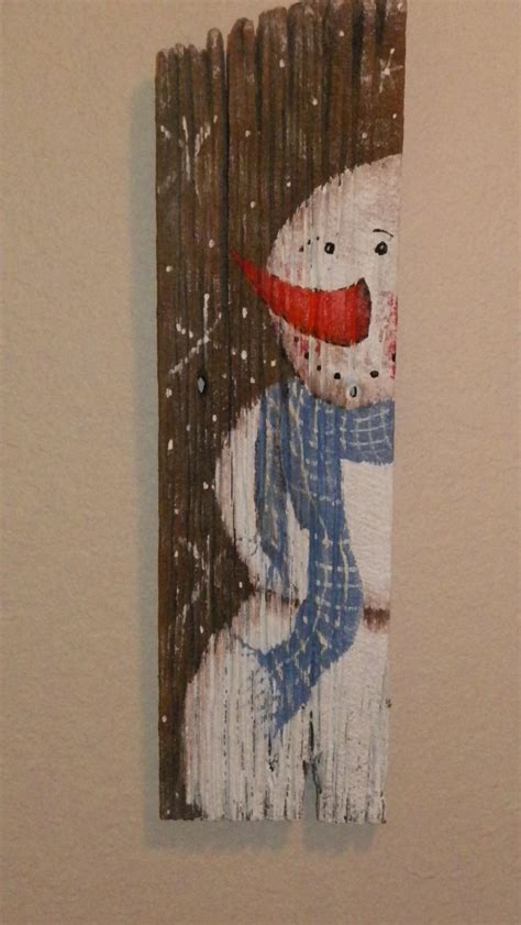 painted barn board snowman  desertsageglassworks  etsy barn wood