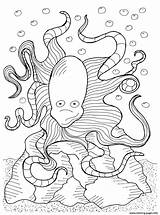 Coloring Octopus Adult Pages Pisces Big Color Olivier Printable Adults Fishes Funny Print Water Underwater Rock Worlds Kids Getdrawings Getcolorings sketch template