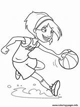 Basketball Coloring Playing Girl Pages Printable sketch template