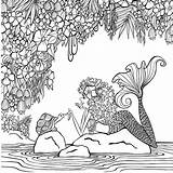 Coloring Paradise Pages Mermaid Zendoodle Books Mermaids Printable Book Artist Getcolorings Cleverpedia Denyse Klette Color sketch template