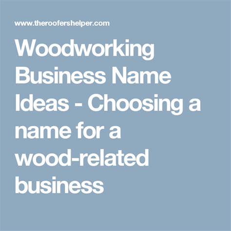 Woodworking Craft Business Names