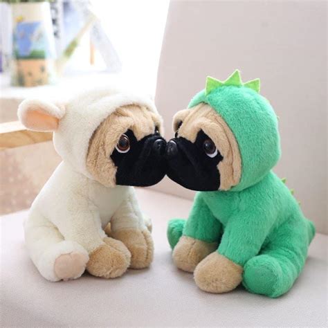 cute pug dog stuffed animal toy  heart teddy