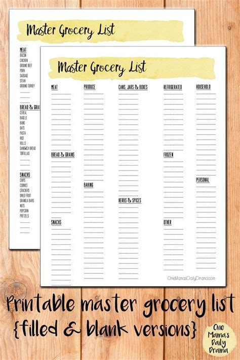 printable master grocery list  meal planner instant etsy vrogue