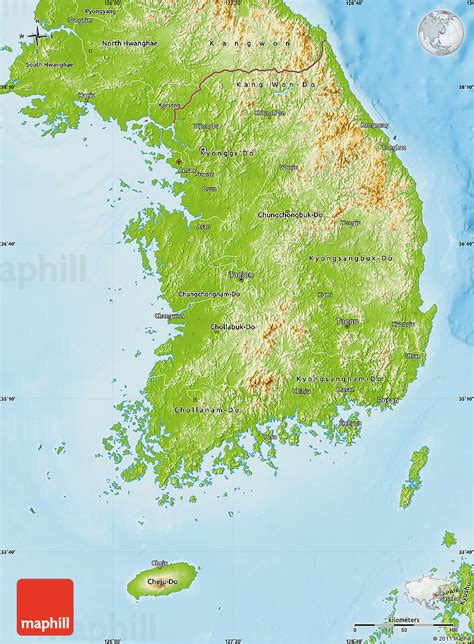 Physical Map Of South Korea