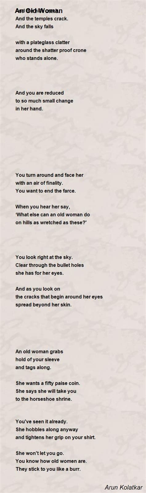 an old woman poem by arun kolatkar poem hunter