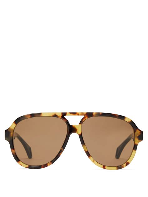 brown aviator acetate sunglasses gucci matchesfashion uk