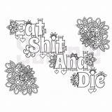 Sweary Shit Swearing Colouring Printable Cuss Swear Sit Designlooter Fairies Workinghours sketch template