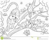Colorir Natura Leopardi Natureza Famiglia Fumetto Leopards Crianças Família sketch template