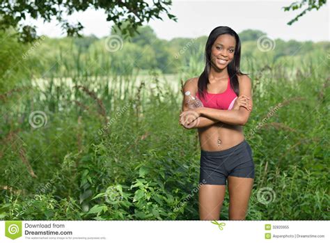 Beautiful African American Woman Works Out Stock Image