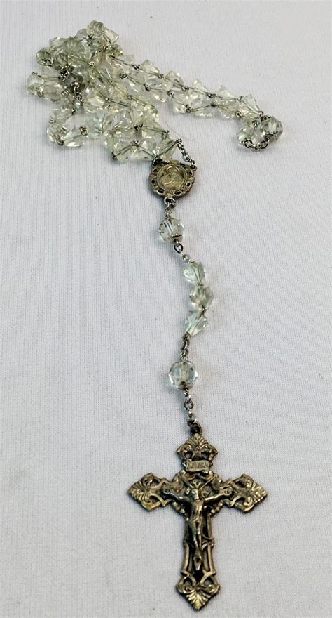lot vintage sterling silver crystal rosary