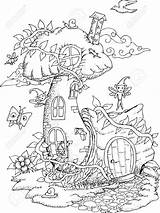 Fairy House Drawing Coloring Pages Adult Colouring Printable Cute Adults Book Drawings Details Kids Illustration Getdrawings Vector Paintingvalley Sheets 123rf sketch template