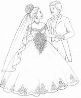 Princess Coloring Married Prince Wedding Pages Disney sketch template