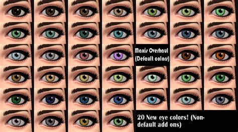 modthesims  realistic  eye colors default