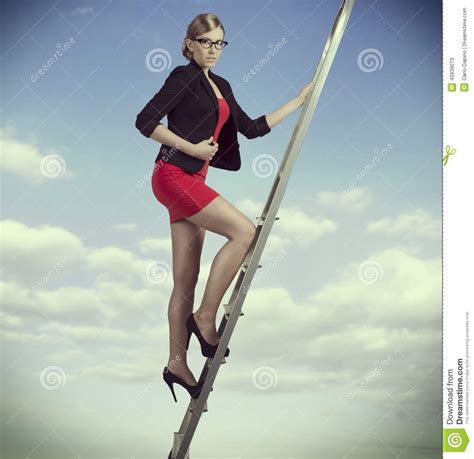 Business Woman On Ladder Stock Image Image Of Corporation 40939073