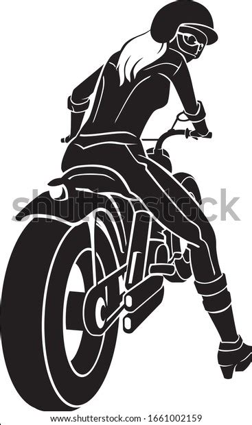 Female Chopper Rider Silhouette Illustration เวกเตอร์สต็อก ปลอดค่า