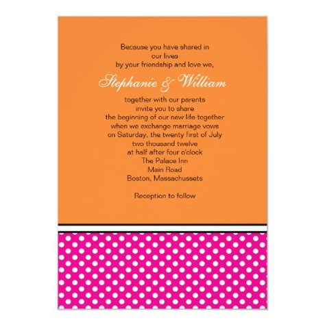 Pink Polka Dot And Tangerine Wedding Invitation Zazzle