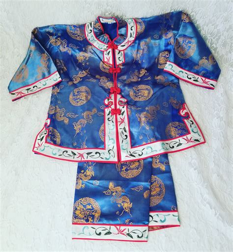 vintage chinese real silk pajamas child  large doll traditional costume larp cosplay