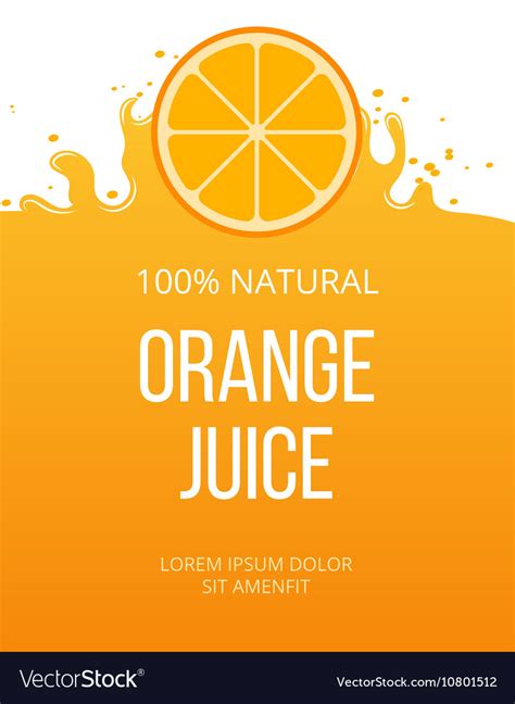 natural orange juice label template royalty  vector