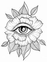 Tattoo Flash Eye Flower Drawings Line Drawing Tattoos Geometric Trippy Small Patient Leaf Sketches Eyes Print Tablero Seleccionar Society6 Comment sketch template