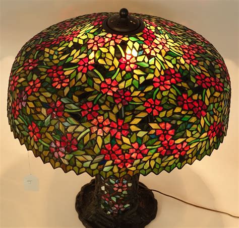 large tiffany style cherry blossom stained glass lamp with oversize
