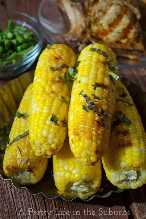 Basil Butter Roasted Corn On The Cob A Pretty Life In The Suburbs