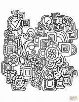 Doodle Coloring Abstract Pages Printable Doodles Supercoloring Puzzle Adults Categories sketch template