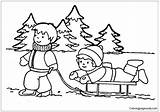 Snow Playing Girl Boy Winter Pages Coloring Printable Color Print Online sketch template