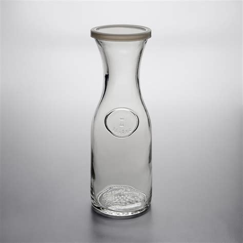 libbey 33 875 oz glass wine decanter and plastic lid set 12 glasses