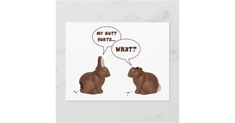 Chocolate Easter Bunny Rabbits Butt Hurts Holiday Postcard