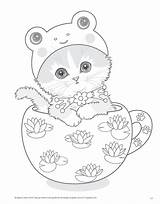 Coloring Pages Teacup Kittens Printable Book Kitten Cat Amazon Cats Adult Color Kitty Cup Tea Adorable Colouring Kayomi Harai Books sketch template