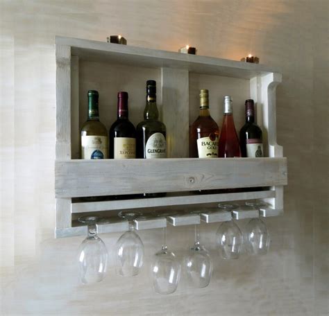 Wooden Wine Rack Hanging Wine Glass Rack White Shelf Etsy