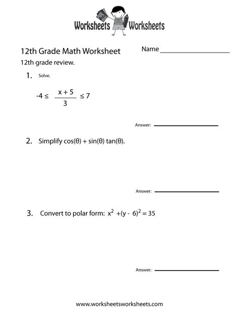grade math worksheets  printable worksheet