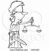 Justice Lady Cartoon Blindfolded Scales Illustration Sword Clipart Royalty Toonaday Vector Female Poster Blind Ron Leishman Labrador Hispanic Walking Yellow sketch template