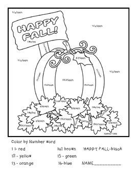 color  number fall coloring pages